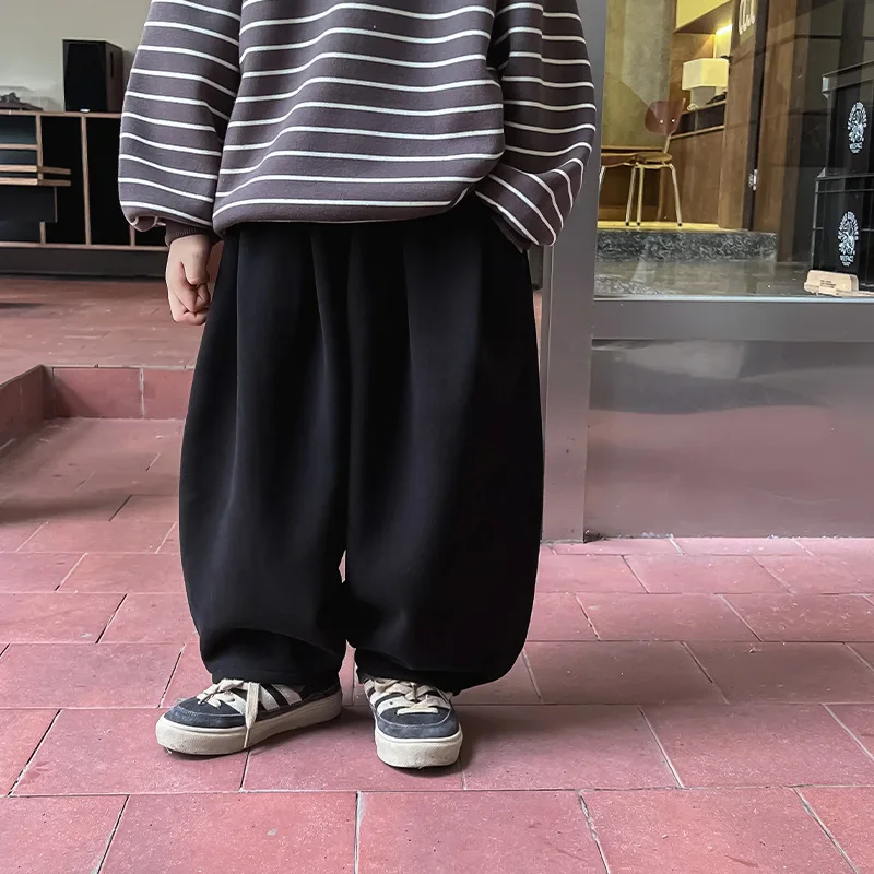 

Kids Pants Children Clothing Trousers Velvet Autumn Winter New Korean Boys Warm Thick Casual Pleated Elastic Waist