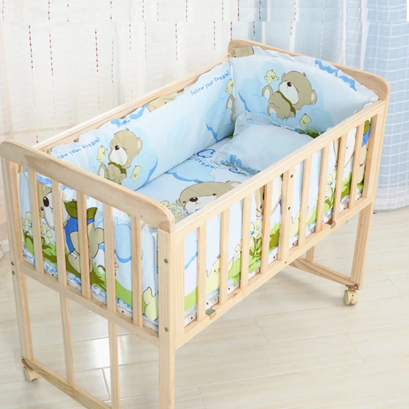 Crib Bumper 5pcs Baby Crib Bumper 120x60cm Pure Cotton Bed Circumference Mattress Pillow Set Newborns Cot Fence Protector Infant Bedding Kit