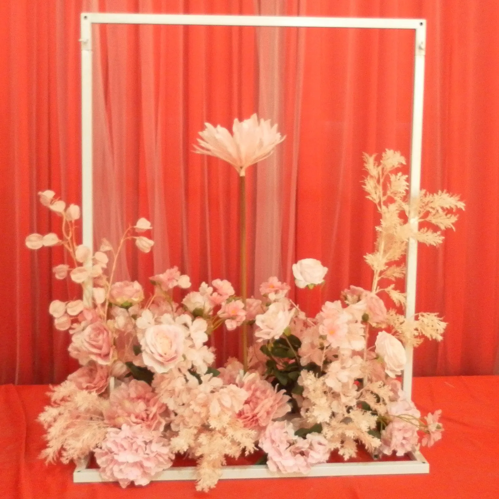 1m*0.75m Metal Wedding Sign Arch Stand Billboard White Advertising Rack