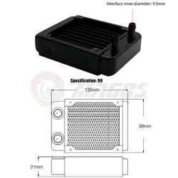 Enhanced Cooling Radiator - High-Performance Aluminum Heat Exchanger with Fan Support (Available in Multiple Sizes and Colors) (90 Hose)