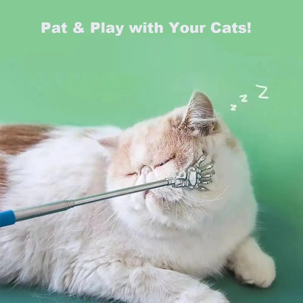 2-Pack Pet Interactive Touch Therapy Toys for Cat Dog Telescopic Pet Massage Stick for Training Bonding Rake Shaped Teaser Wand