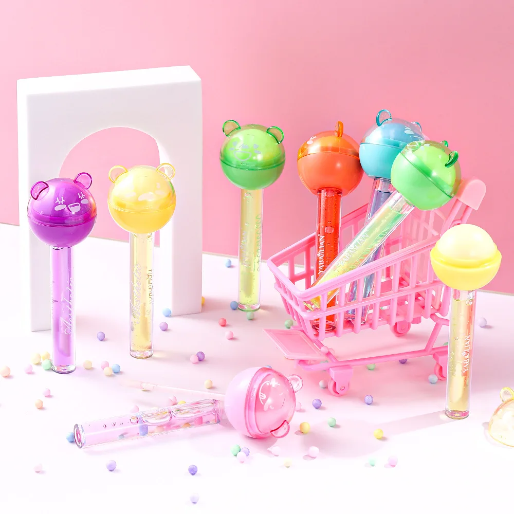 2 In 1 Cute Lollipop Lip Gloss Moisturizing Lip Plumper Lip Balm Lipstick Mineral Oil Lip Nutritious Lips Care Makeup Cosmetics 3