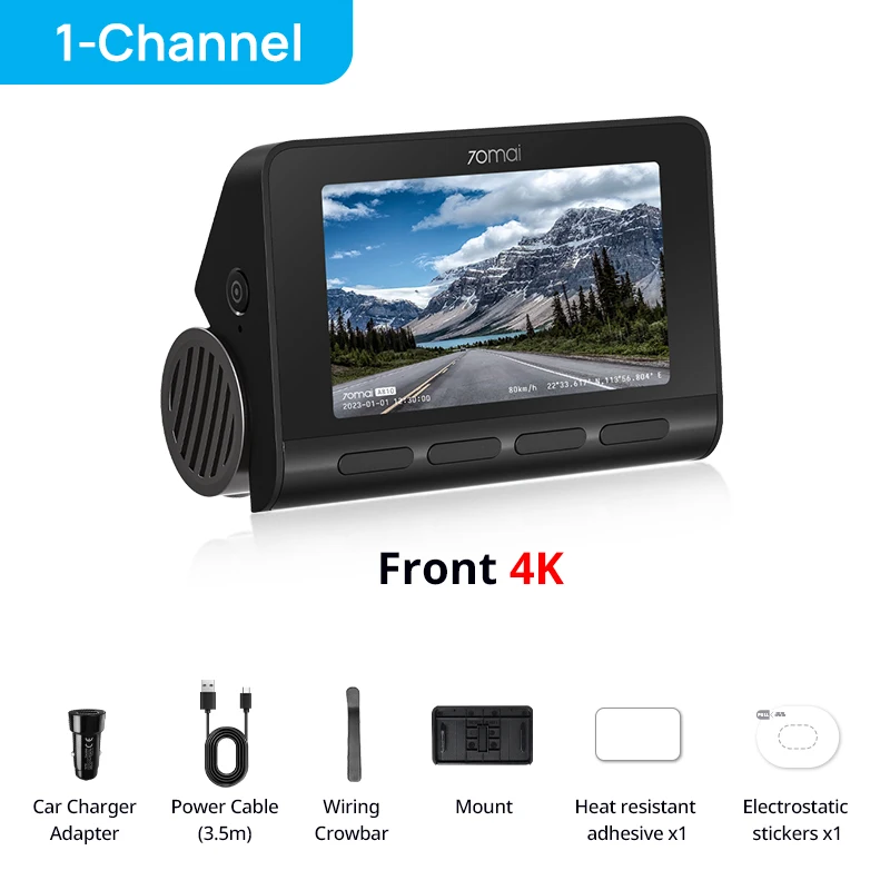 70mai A810 4K Dash Cam Front Rear GPS ADAS Night Vision Parking Surveillance DVR