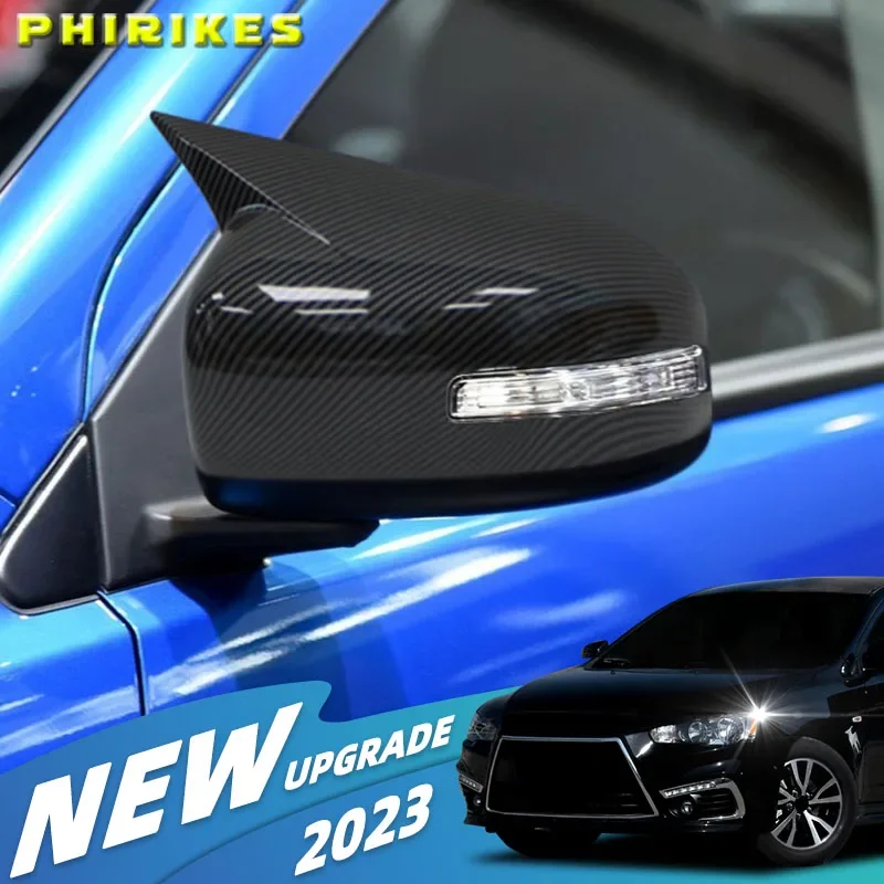

For Mitsubishi Lancer X 10 EX EVO 2013-2016 Black/Carbon Side Door Rearview Mirror Cover Cap Trim Shell Sticker Car Styling
