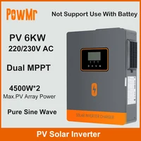 อินเวอร์เตอร์ PV 6KVA 6KW แบบ Dual MPPT อินพุต 230V AC คลื่น Pure Sine Wave ระบบออฟกริด ไฮบริด อินเวอร์เซอร์ กำลังไฟ PV สูงสุด 4500*2 รองรับโมดูล WIFI 1