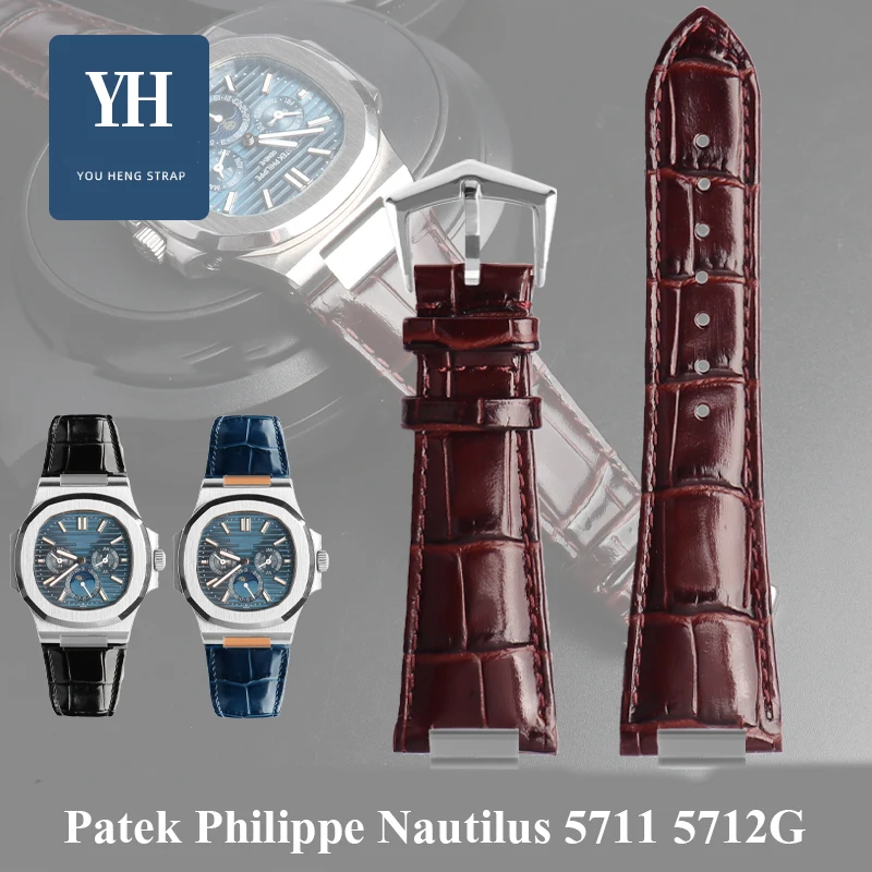 woman-genuine-leather-watchband-for-patek-philippe-pp-5711-5712g-metal