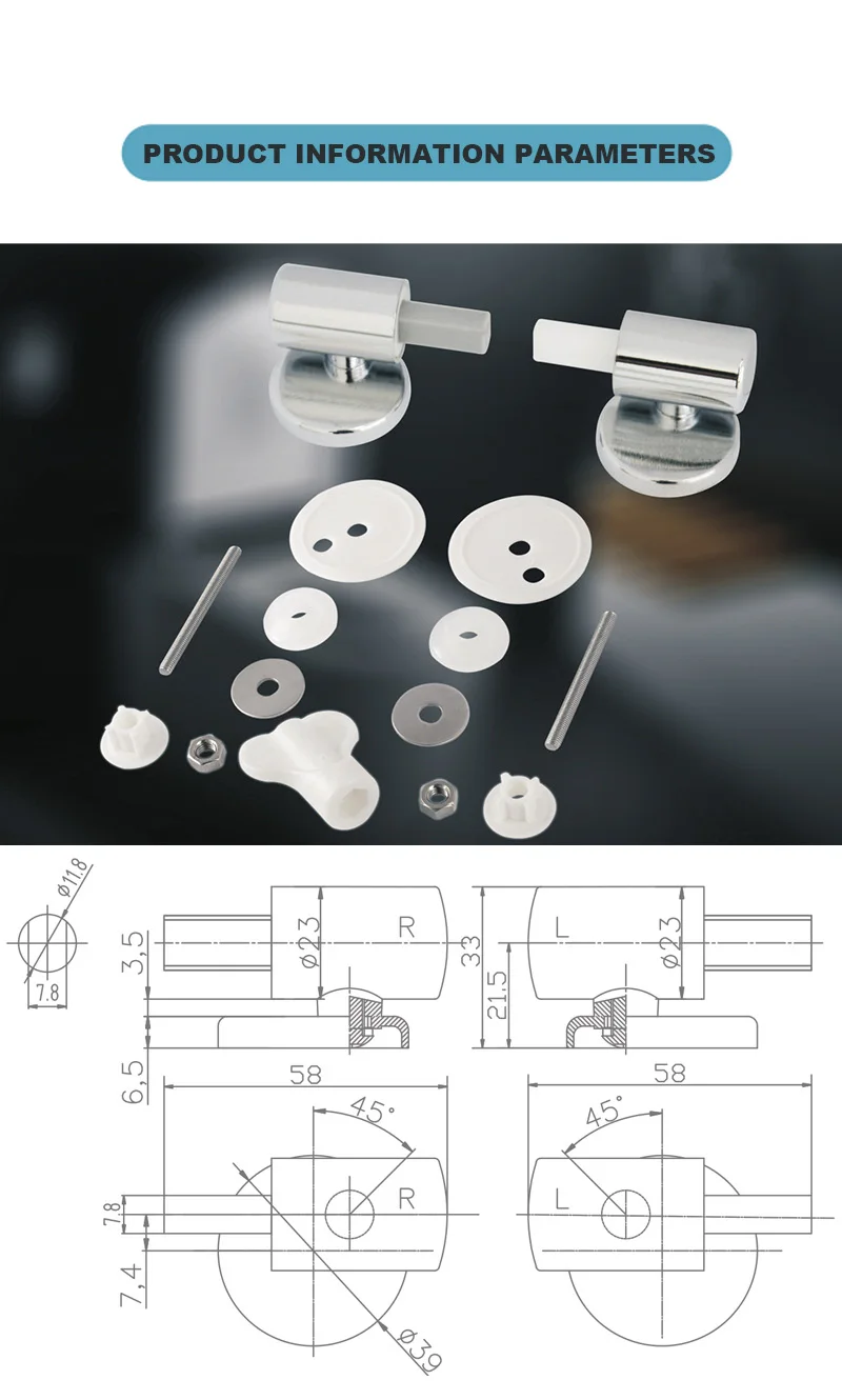 Toilet Soft Close Hinges Replacement Seat Hinges Toilet Lid Fixing Connector Parts Bathroom Accessories