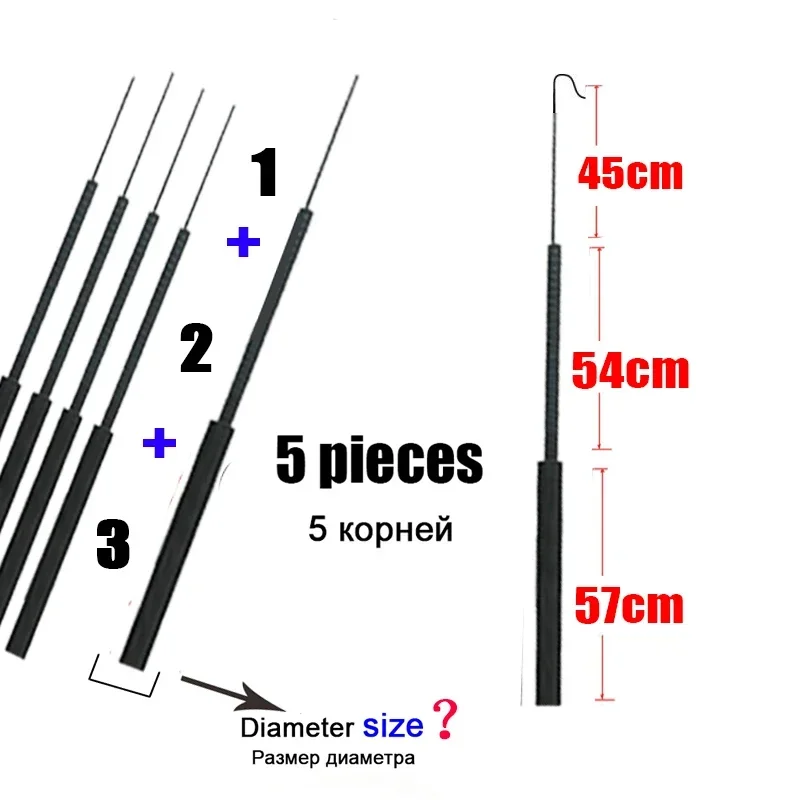 4.1mm-6.4mm 5 pieces Fishing rod tip Spare 1,2,3 sections stream fishing rod full Short size hollow carbon Accessories sturdy