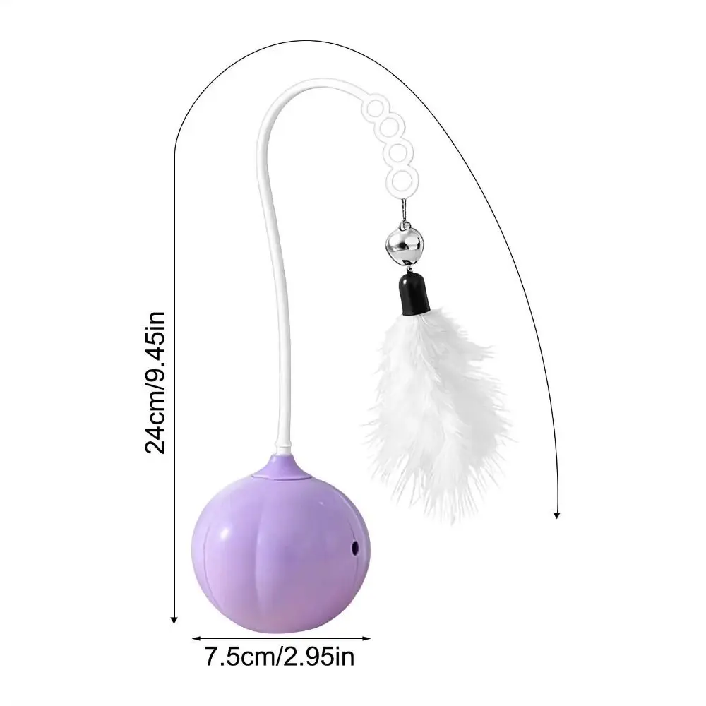 Creative Cat Tumbler Toy 360-degree Rotation Bite-resistant Automatic Teasing Cat Toys with Feather Bell Detachable