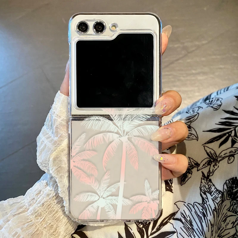 Floral Plants Pattern Clear Folding Phone Case Cover