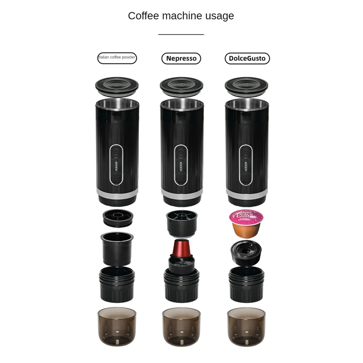Portable Coffee Maker Rechargeable Wireless Heating Espresso Machine Car Coffee Make Ground & Espresso Travel HOT