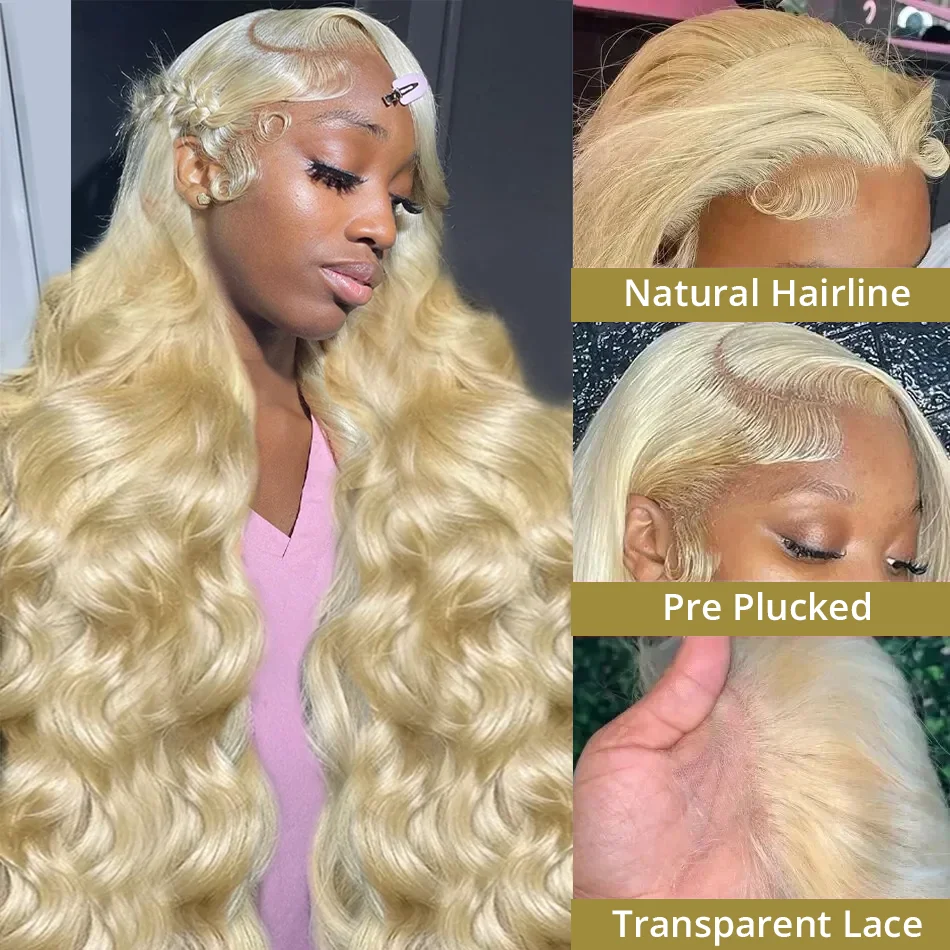 Tewjig 13x6 HD Transparent 613 Honey Blonde Body Wave Lace Frontal Human Hair Wig 30 36 Inch 13x4 Color Lace Front Wig For Women