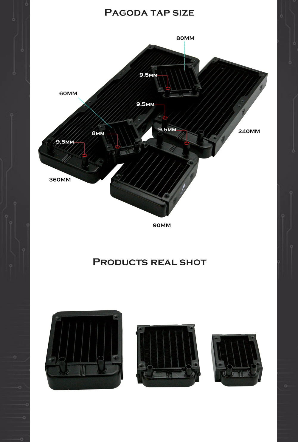 radiator radiator radiador de alumínio para computador de refrigeração de água caso gpu cpu ram cooler ventilador dissipador de calor