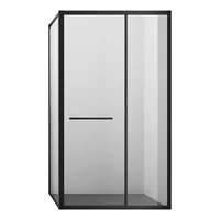 Indoor  Bathroom Independent Square Polished Stainless Steel Waterproof Frame Tempered Glass Pivoting Shower Door 1