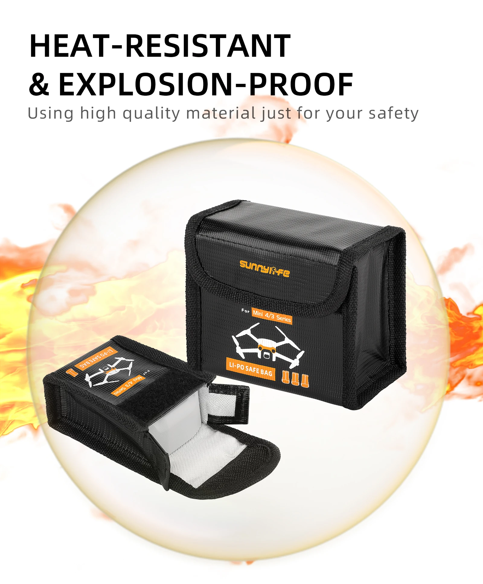 Drone LiPo Battery Safe Bag - Explosion-Proof Protective Storage Case