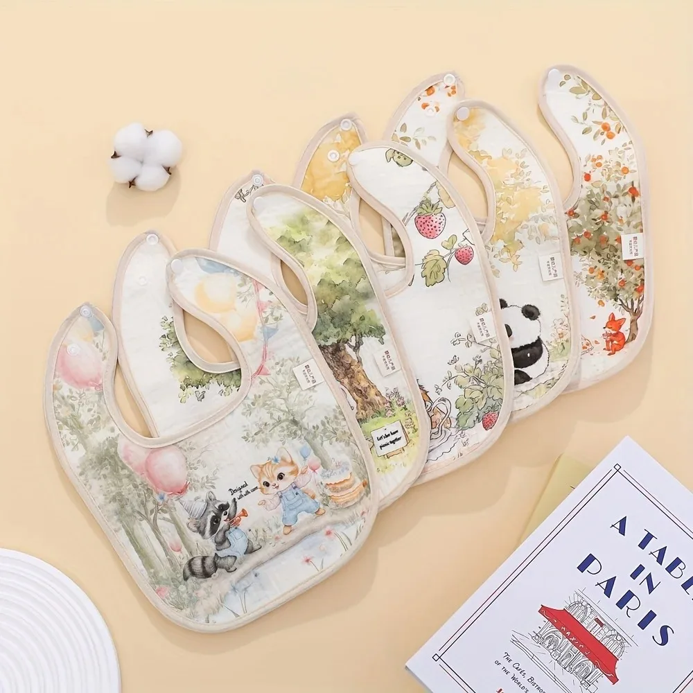 새로운 코 튼  Bibs 방수 조절 목  먹이 Bib 소녀 소년을위한 빨 수있는 흡수성 먹는 수호자