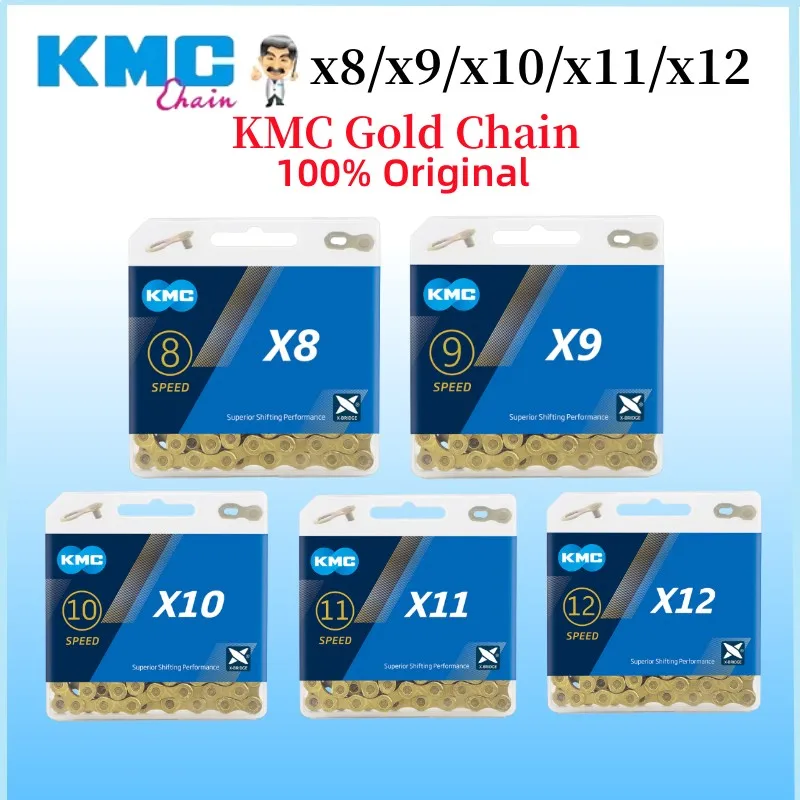 

Золотая велосипедная цепь KMC X8 X9 X10 X11 X12, 8s 9s 10s 11s 12s, горный велосипед с быстросъемным звеньем, запчасти для Shimano SRAM
