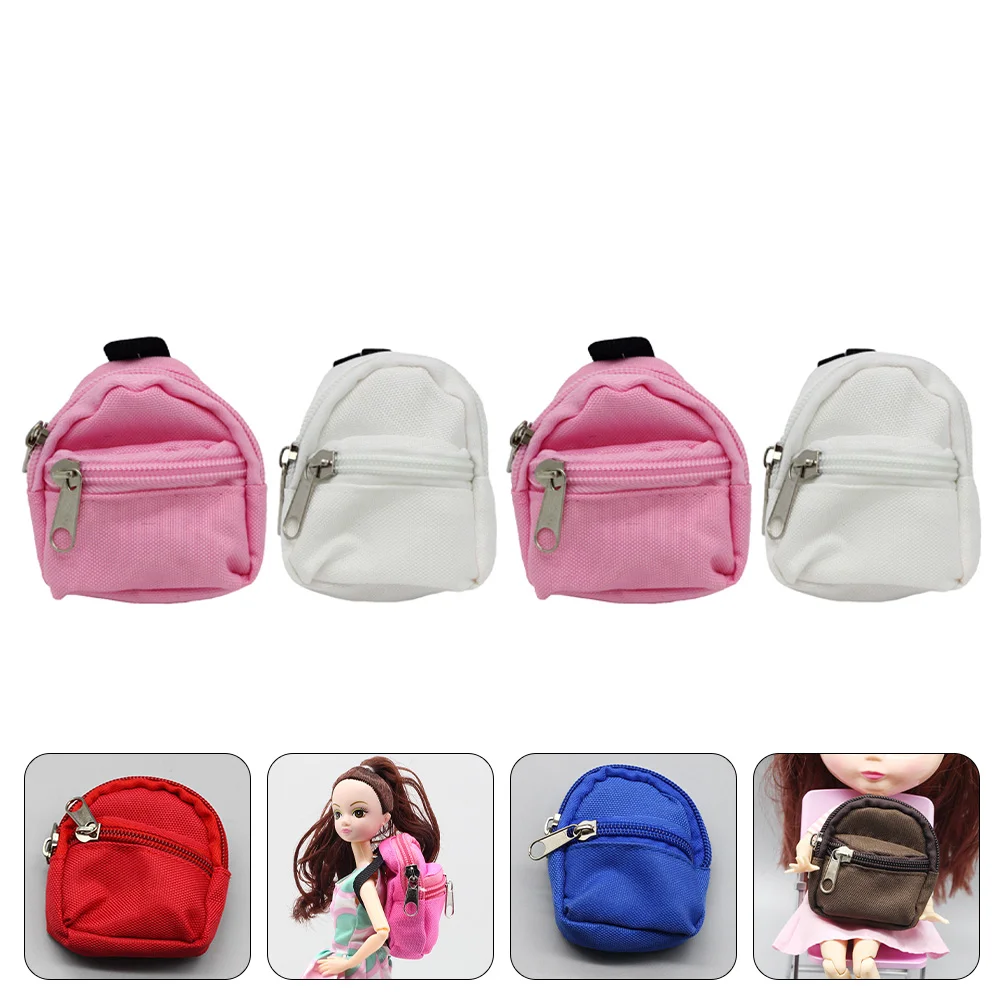 4 Pcs Simulation School Bag Miniatures Photography Props Backpack Mini Backpack Cloth Dolly House Accessories mini backpack models mini bags bags mini house decors kids photography props