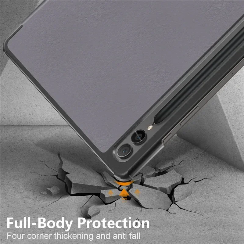 Suporte de Couro Magnético Trifold Capa Dura Inteligente Capa para Samsung Tab s9 fe Plus 12.4 Galaxy Tab s9 fe - Imagem 4