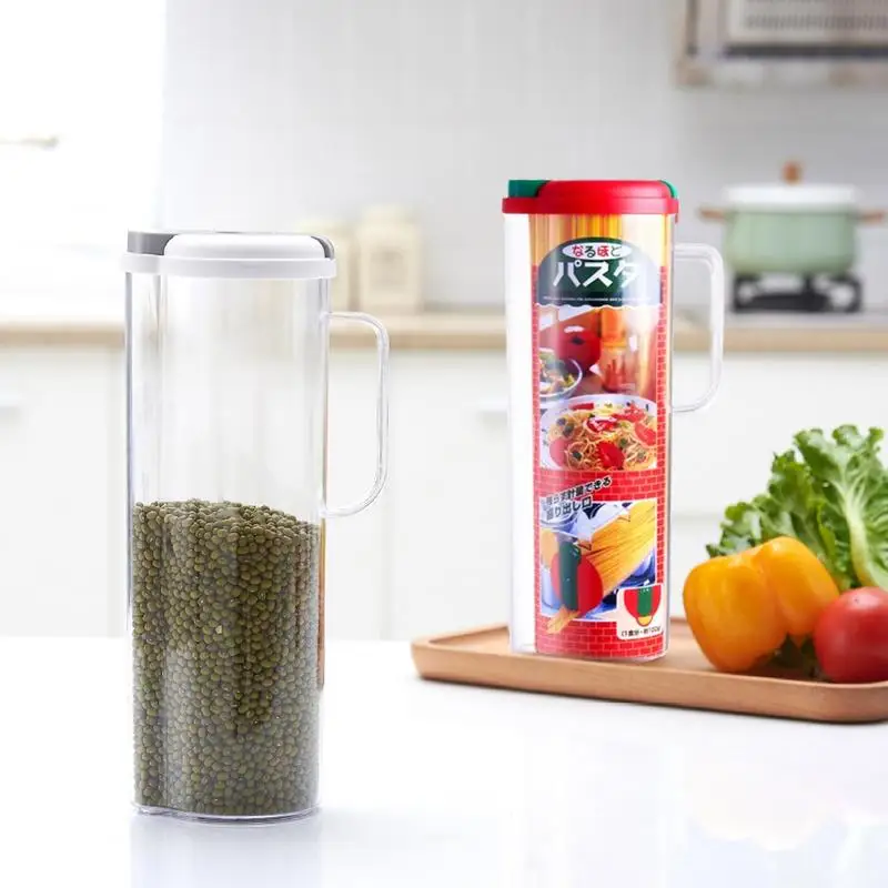 

Kitchen Storage Containers 1.6L Transparent Large Capacity Multipurpose Food Canisters with Handle & Lid, Portable Containers