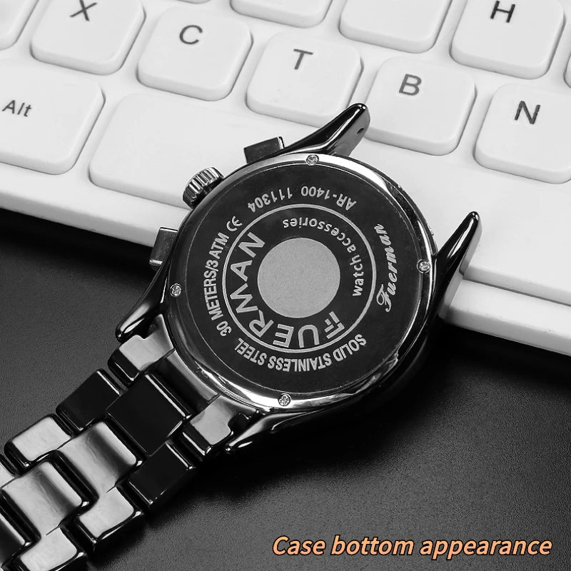 Premium Ceramic Watchband with Folding Buckle - Men's Strap 22mm/24mm