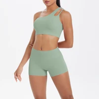 Yoga Suit Sports Set Gym Sports Crop Tops Solid Color Nylon Yoga Bra Running Cycling Sports Gym Workout Yoga Shorts - Image 2