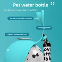 285ML Leak-Proof Feeder Dogs Bottle,Portable Dog Drinker 2-in-1 Stainless Steel Silicon Lightweight Travel Pet Supplies 3