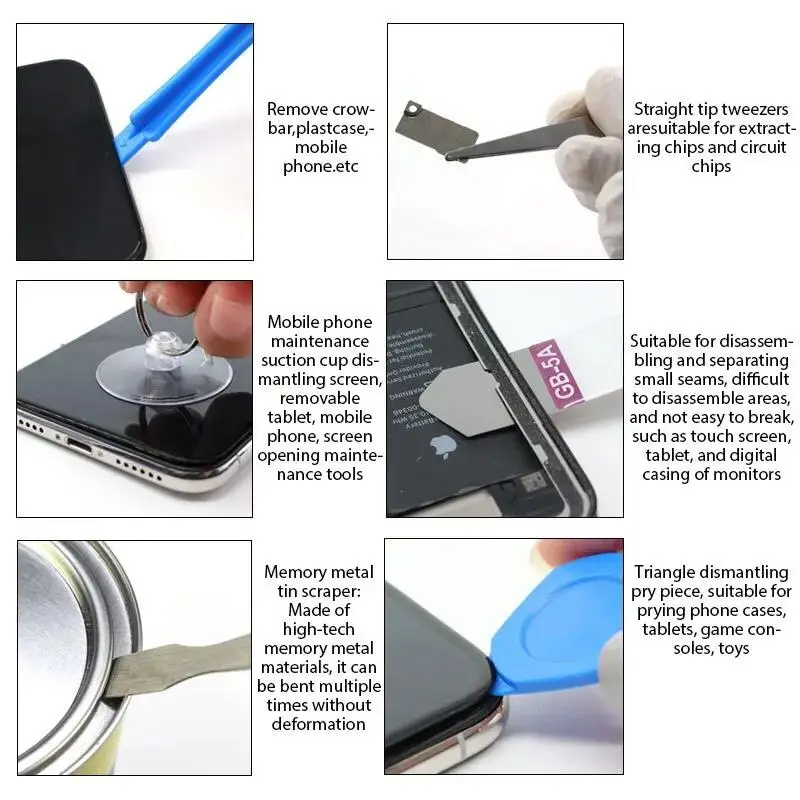 Kit di strumenti professionali per la riparazione e l'apertura dello schermo LCD di telefoni cellulari e tablet, con cacciaviti per iPhone, iPad, Xiaomi, Huawei - Image 6