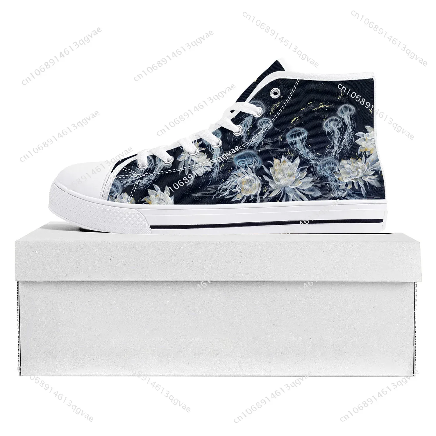 Jellyfish Pattern High Top High Quality Sneakers Mens Womens Teenager Canvas Sneaker Casual Couple Shoes Custom Made Shoe