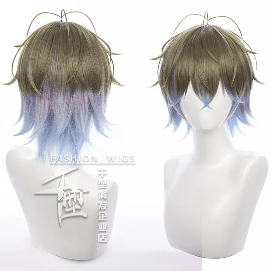 

Vtuber Lke Eveland Cosplay Wig Gray Blue Mixed Color Short Hair Heat Resistant Synthetic Halloween Party Accessories Props