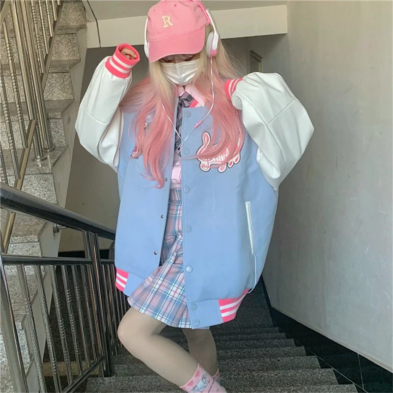 

Ins Tracksuit Female Funny Harajuku Basic Hoodie Kawaii Hoodies Women Cute Jacket Loose Spring Zip Up Tops Patchwork Coat Women