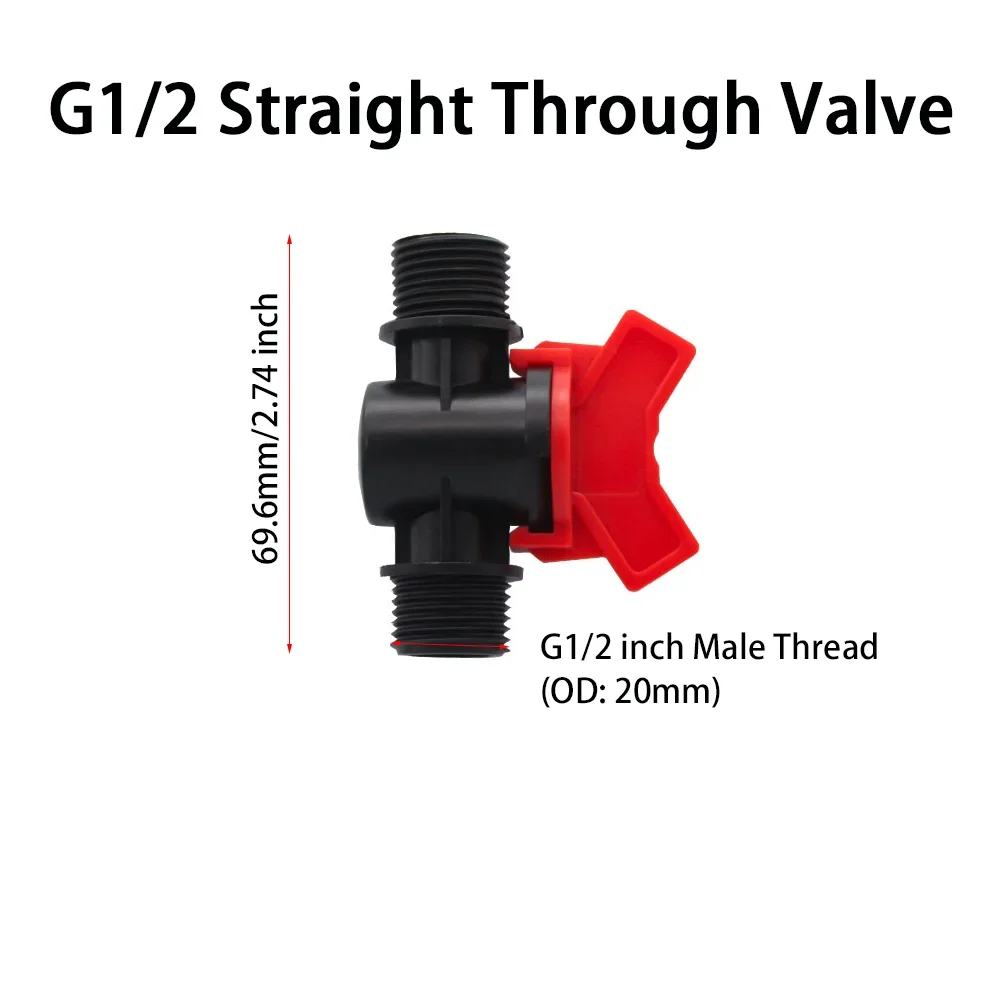 2Pcs barbed ball valve plastic pagoda straight through shut-off switch hose connector for irrigation aquarium garden