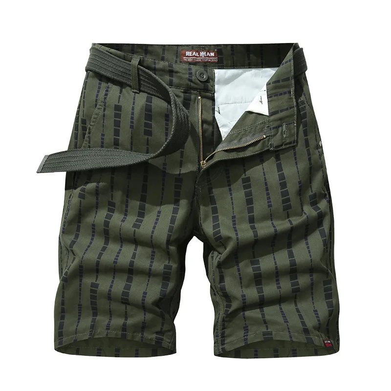 2024 Summer New Cargo Shorts Men's Fashion Street Loose Straight Casual All-Matching Printed Cropped Beach Pants