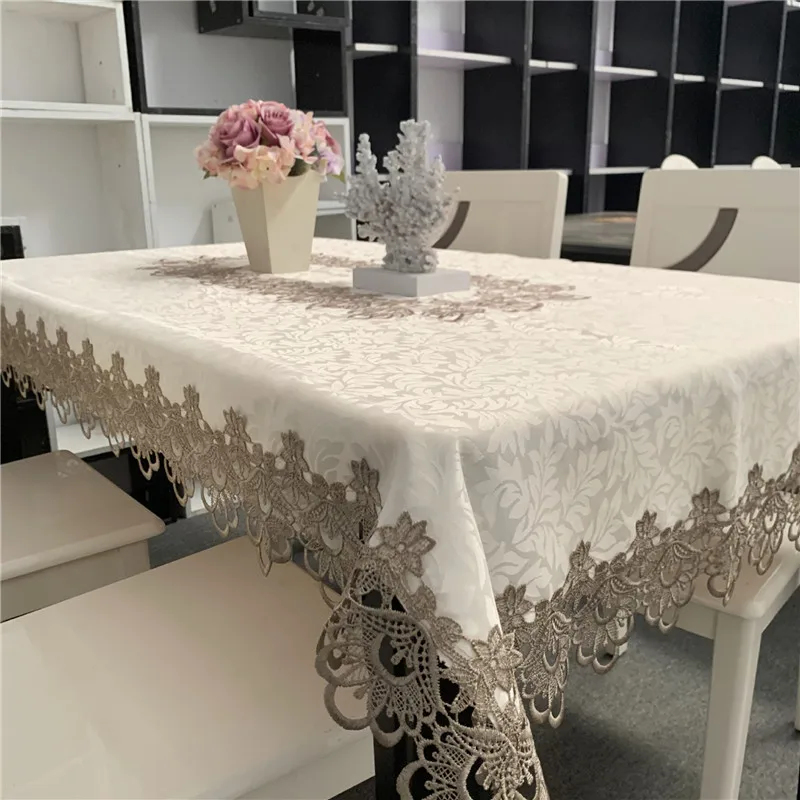 

European Style Coffee Table Tablecloth Simple Fashionable Rectangular Jacquard Embroidery Fabric Cross-border Lace Tablecloth