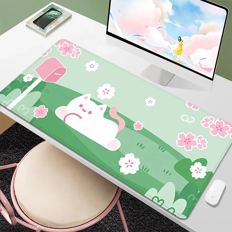 Kawaii 커피 고양이 마우스 패드 PC 게이머 컴퓨터 키보드 데스크 매트 게임 액세서리 홈 오피스 노트북 장식 패드 용 마우스 패드
