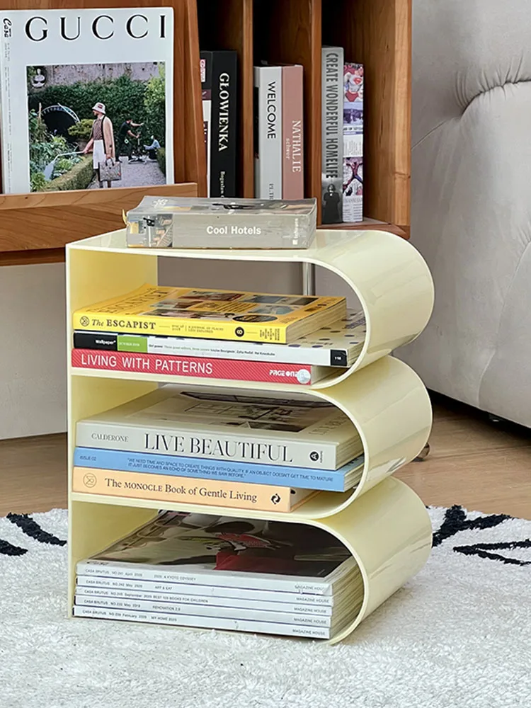 Nordic Magazine Rack Acrylic Office Desk Bookshelf Modern Living Room Floor Side Table Book Racks Furniture Decorative Ornaments
