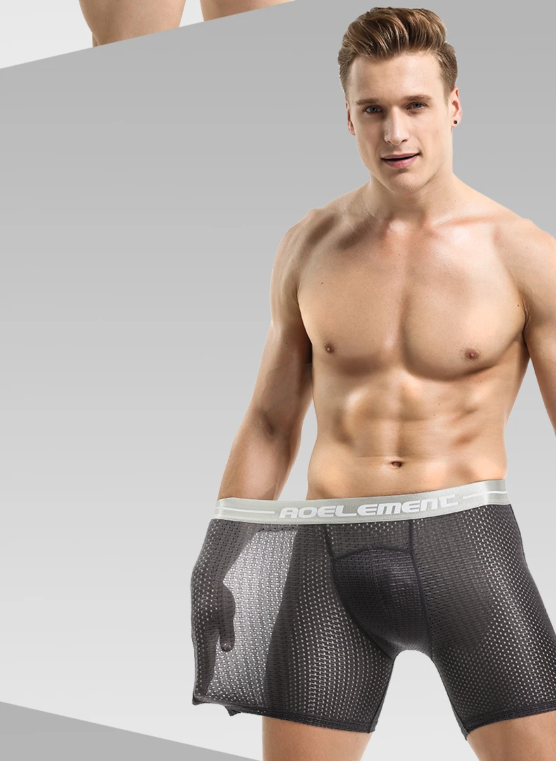 5-Pack of Ice Mesh Sports Underwear for Men, Anti-Wear Leg Running, Five-Point Extended Fitness Anti-Wear Crotch Extended Boxer