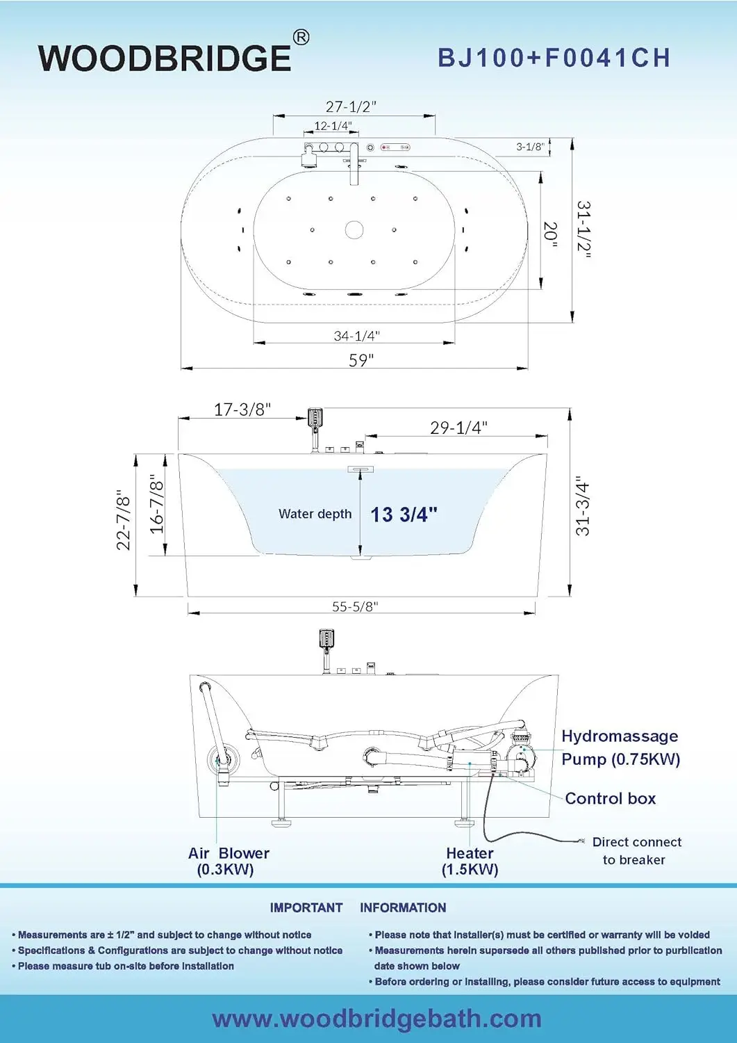 Whirlpool Water Jetted and Air Bubble Freestanding Heated Soaking Combination Bathtub with Faucet Air Massage 6