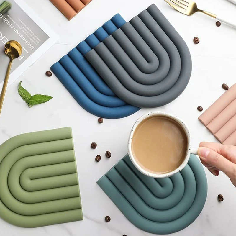 Modilan Rainbow Silicone Mat Pot Mat Thermal Mat Table Mat Heat Resistant High Temperature Cup Mat Thickened To Prevent Scalding