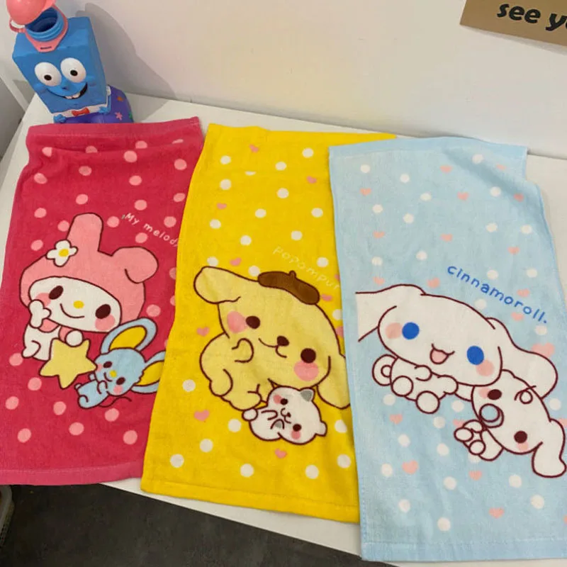 

Kawaii Mymelody Cinnamoroll Pompom Purin Soak Up Water Quick Dry Towel Cartoon Sanrioed Soft Face Wash Towel Bath Towel Toy Gift