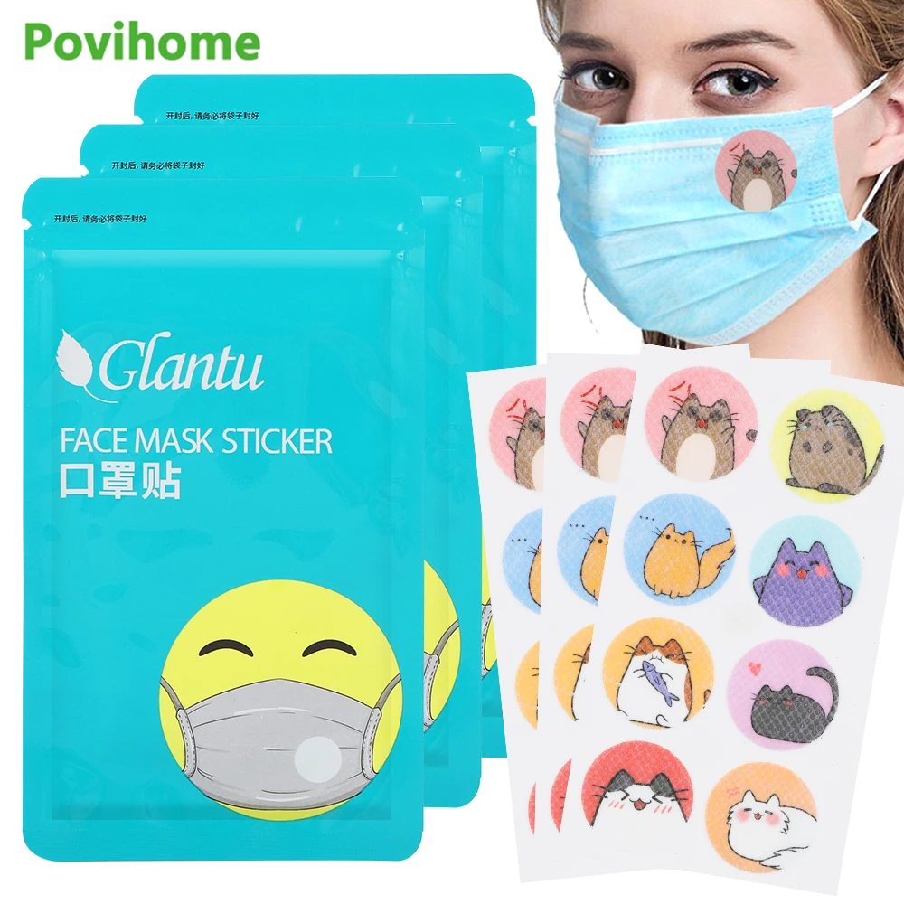 

24/48/120Pcs Fack Mask Sticker Natural Essential Oil Stuffy Bad Odor Relief Patterned Patch Fresh Breath Children Summer Product