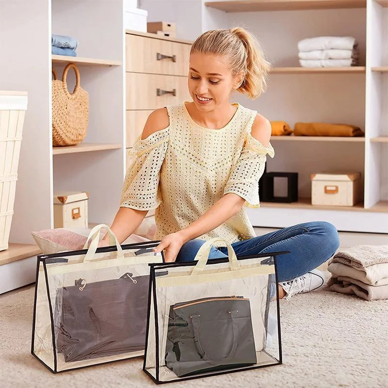 S XXL Handbag Dust Bags Clear Purse Storage Organizer for Closet Zipper Hanging Storage Bag for