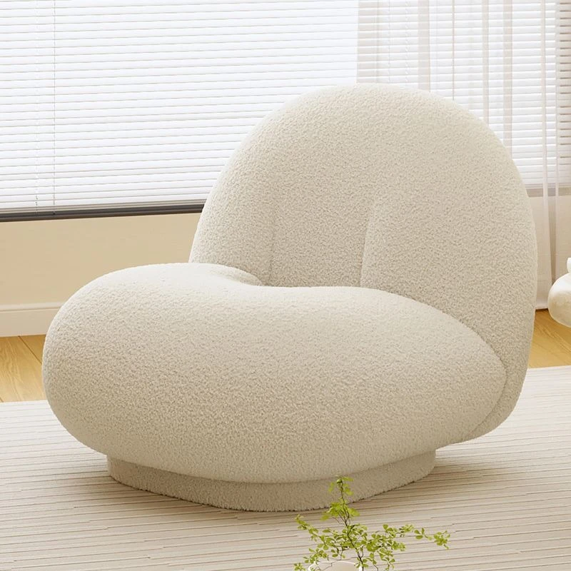 Popular Lamb Wool Sherpa Chair Minimalist Home Cozy Cloud Sofa Lounge Chair Cream Fluffy Lazy Sofa Bedroom Living Room Airbnb