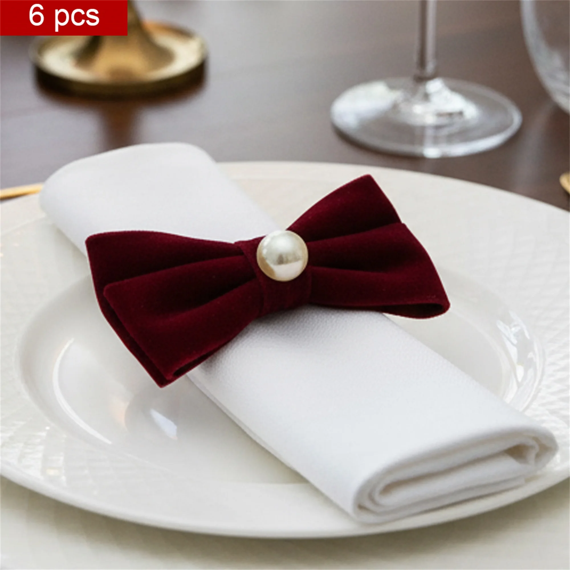 Set of 8 Festive Holiday Bow Napkin Rings Green Velvet Napkin Holder for Christmas Table Decoration and Gifts