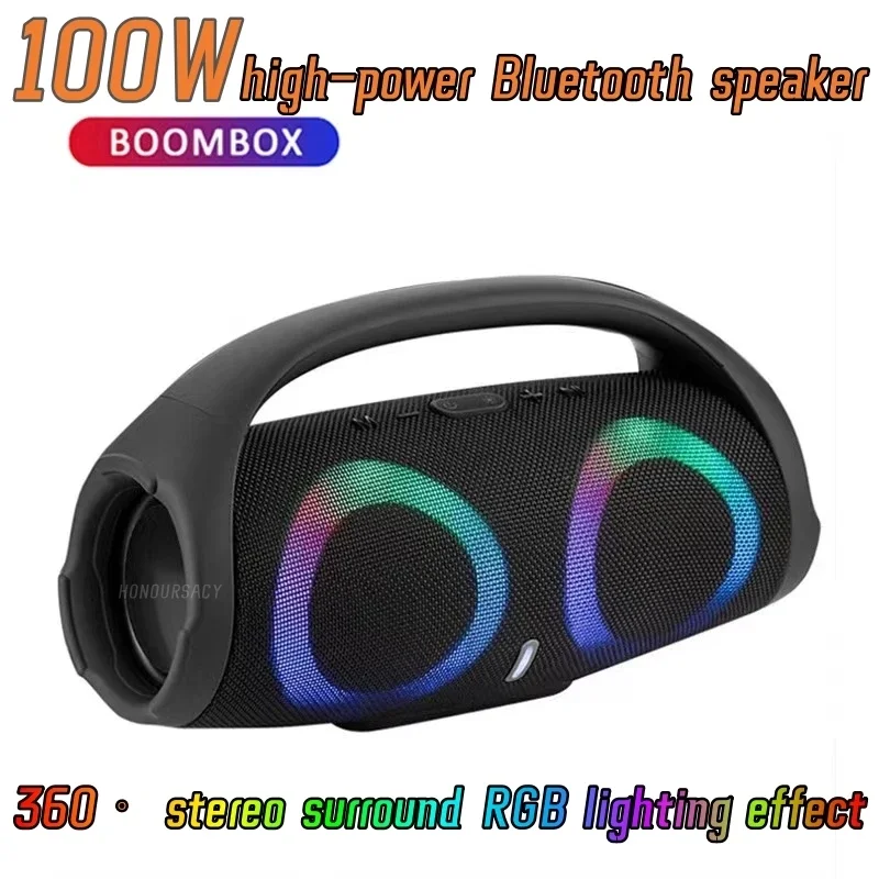 

Caixa De Som 100W High-power Bluetooth Speaker HIFI Sound Effect Portable Waterproof Stereo Surround RGB Light Effect Subwoofer