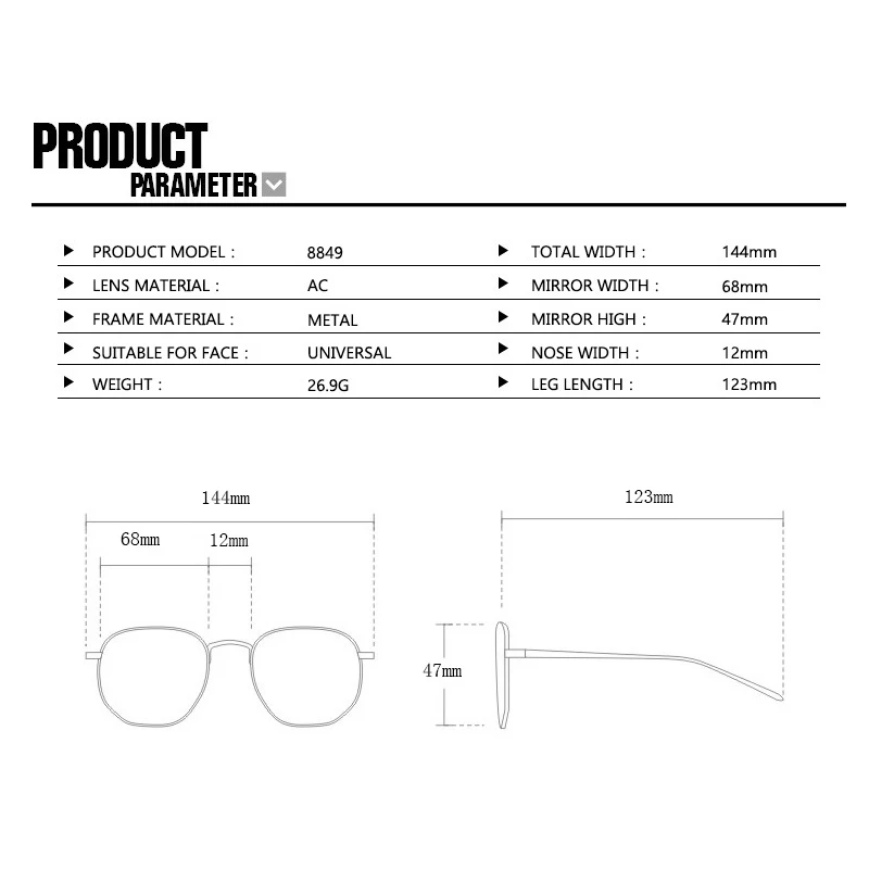 Retro Rimless Design Shades Luxury Metal Sunglasses High Quality Decoration Sun Glasses Car sunglasses 81068