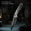 TRIVISA Axis Folding Pocket Knife for Men, Good Outdoor Knife with Clip，14C28N Steel Blade,Ti & Carbon Fiber Handle，Brass Gasket 5