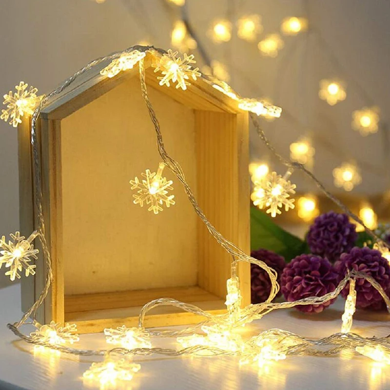 

20LED Snowflake String Light Christmas Garland Fairy LED Ball Light Lanterns Xmas Outdoor Party Decor Battery Power