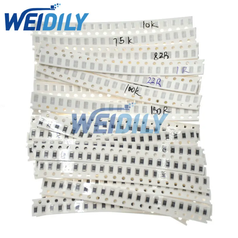 1250PCS 50 Values 1206 SMD Resistor Kit 0R~10MR 1% NEW AND ORIGINAL Chip Resistance Assorted Set New