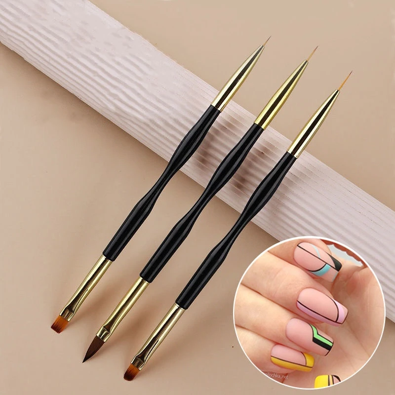 Nail Art Liner Brushes Gradient Metal Handle